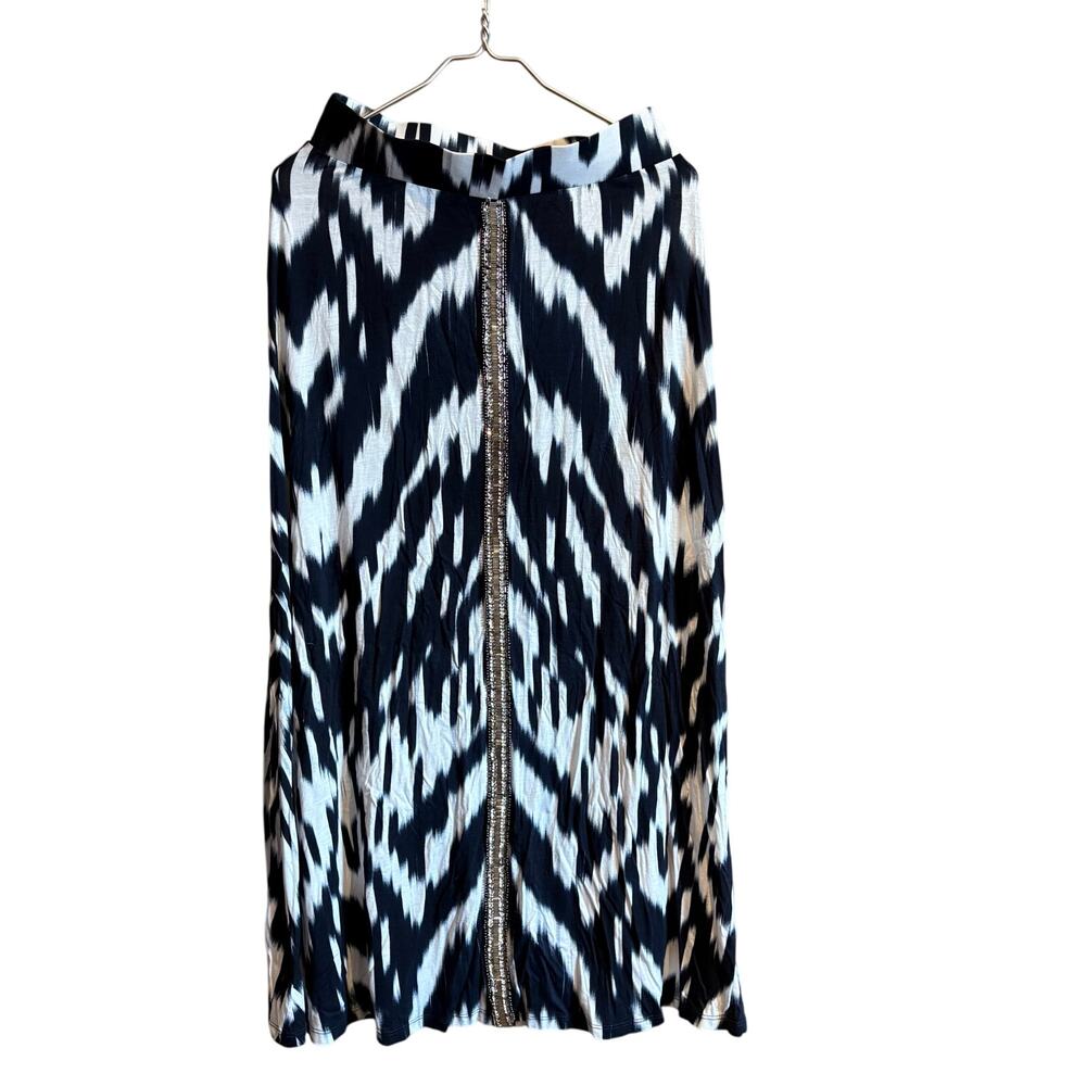 INC Women's Maxi Blue/White Tie Dye Skirt Sequin Down Front Sz M